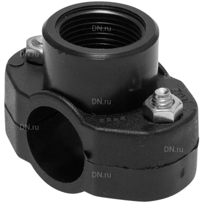 Седелка TEBO Дн75х1/2″ Ру10 внутренняя резьба, корпус - полипропилен PP, черная