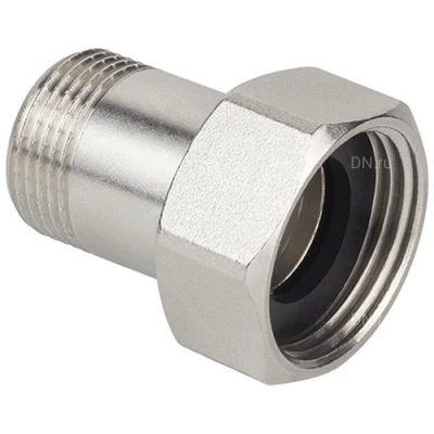 Штуцеры TEBO 1/2х3х4″ Ду15х20 Ру40 наружная резьба/накидная гайка, корпус - латунь никелированная