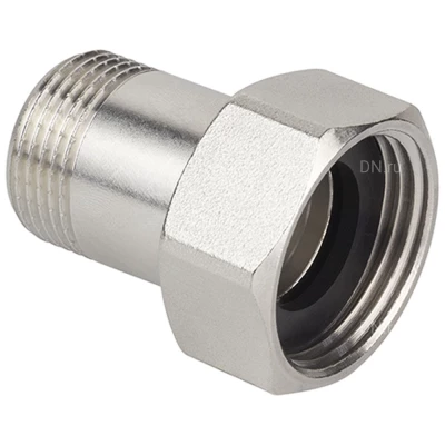 Штуцер TEBO 1/2х3х4″ Ду15х20 Ру40 наружная резьба/накидная гайка, корпус - латунь никелированная