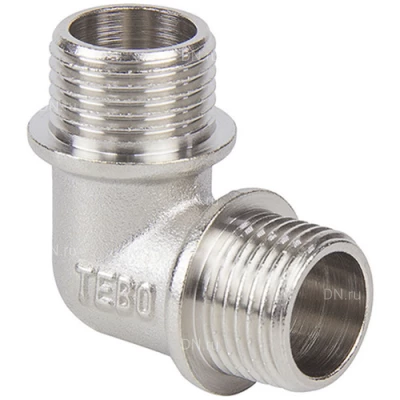 Угольники TEBO 1/2-1″ Ду15-25 Ру40 равнопроходные, наружная резьба, корпус - латунь никелированная