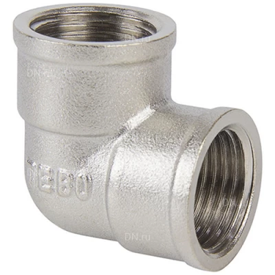 Угольники TEBO 1/2-2″ Ду15-50 Ру25-40 равнопроходные, внутренняя резьба, корпус - латунь никелированная