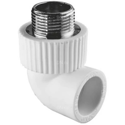 Угольники TEBO Дн20-32х1/2-1″ Ру20 комбинированные, наружная резьба/сварка, корпус - полипропилен PP-R, белые