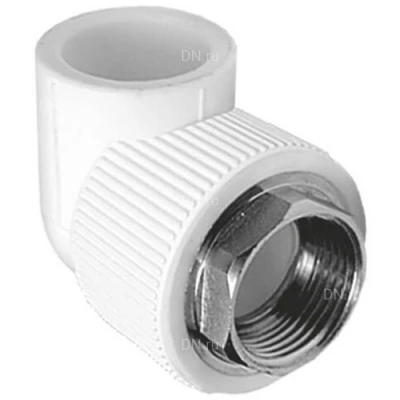 Угольники TEBO Дн32х1″ Ру20 комбинированные, внутренняя резьба/сварка, под ключ, корпус - полипропилен PP-R, белые