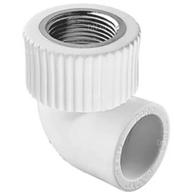 Угольники TEBO Дн20-32х1/2-1″ Ру20 комбинированные, внутренняя резьба/сварка, корпус - полипропилен PP-R, белые