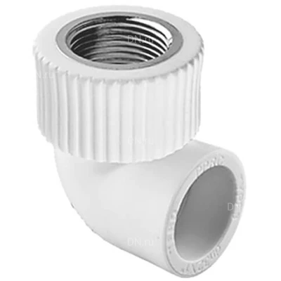 Угольник TEBO Дн25х1/2″ Ру20 комбинированный, внутренняя резьба/сварка, корпус - полипропилен PP-R, белый