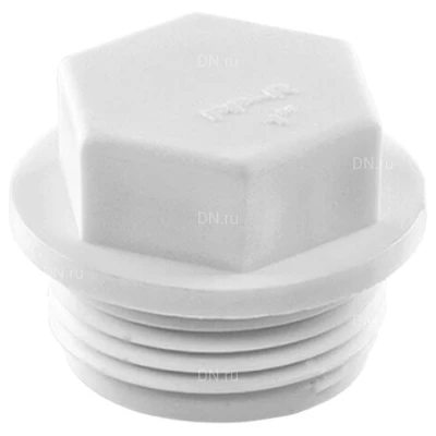 Заглушка TEBO Дн32х1″ Ру20 наружная резьба, корпус - полипропилен PP-R, белая