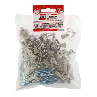 Дюбель Tech-Krep 10х50 мм Бабочка с шурупом 4х60 мм, 40 шт- пакет