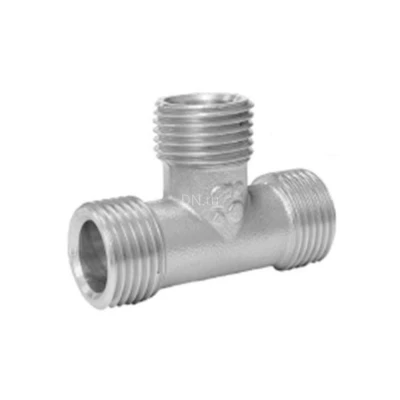 Тройник БАЗ Т никель 1/2″ Ду15x15x15 Ру40, корпус - латунь, наружная резьба, никелированный