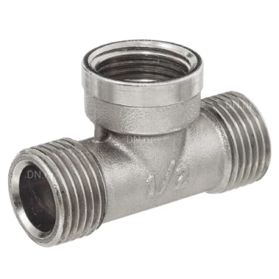 Тройники БАЗ Т никель 1/2″ Ду15x15x15 Ру40, корпус - латунь, никелированные