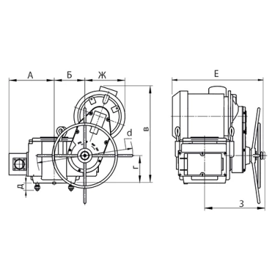 Электропривод многооборотный Тулаэлектропривод H-Г-06, 380В, крутящий момент 2500Нм, IP54