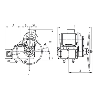 Электропривод многооборотный Тулаэлектропривод H-B-03,380В, крутящий момент 630Нм, IP54