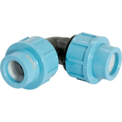 Отвод Unipump 90° КОМ-КОМ Дн32 Ру16 для труб ПНД, присоединение - компрессионное / компрессионное, материал - полипропилен