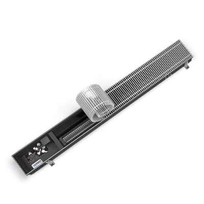 Конвекторы встраиваемые в пол Varmann QECO теплоотдача 2627-4312 Вт, рабочее давление 16 бар, правое боковое подключение, с алюминиевой роликовой решеткой