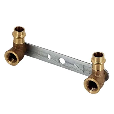 Водорозетки Viega 2221 Дн15х1/2″ Ру16 двойные, присоединение - внутренняя резьба/пресс, длина - 150 мм, резьбовое соединение - 45 мм, корпус - бронза