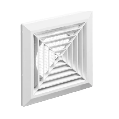 Решетка приточно-вытяжная VIENTO ВФ 160х160мм с фланцем 125мм прямоугольная, материал - АБС-пластик, цвет - белый