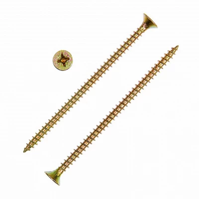 Шуруп для дерева ZITAR 6х90мм 1000шт, головка - потайная, диаметр - 6мм, длина - 90мм, материал - углеродистая сталь, покрытие - желтый цинк, упаковка - 1000шт