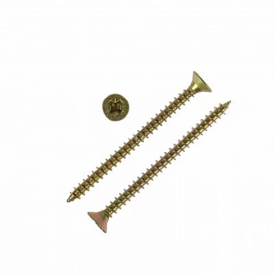 Шуруп для дерева ZITAR 6х80мм 1500шт, головка - потайная, диаметр - 6мм, длина - 80мм, материал - углеродистая сталь, покрытие - желтый цинк, упаковка - 1500шт