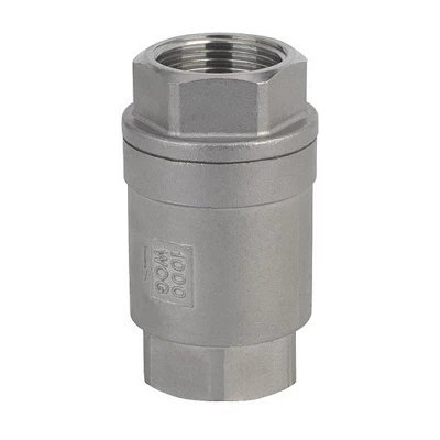 Клапан обратный ABRA D12-H12W-1000 1 1/2″ Ду40 Ру40 муфтовый, пружинный, корпус - нержавеющая сталь, диск - нержавеющая сталь, уплотнение - PTFE