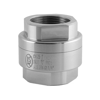 Клапан обратный АДЛ Гранлок CVS25 3/4″ Ду20 Ру40 муфтовый, пружинный, корпус - нержавеющая сталь, диск - нержавеющая сталь, уплотнение - металл