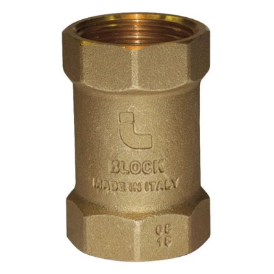Клапан обратный Itap BLOCK 101 1 1/4″ Ду32 Ру10 муфтовый, пружинный, корпус - латунь, диск - пластик, уплотнение - NBR