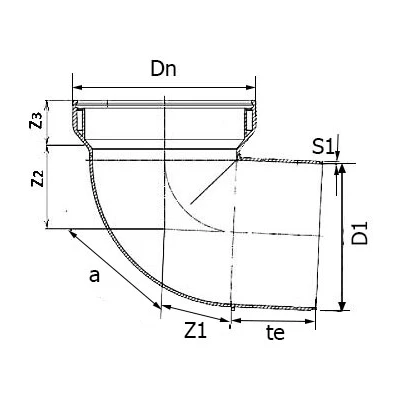 Присоединение к унитазу Дн110x45° из полипропилена  Политэк для внутренней канализации