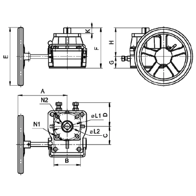 Ручной дублер ПГС РД-8 червячного типа ISO5211