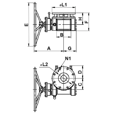 Ручной дублер ПГС РД-9 червячного типа ISO5211