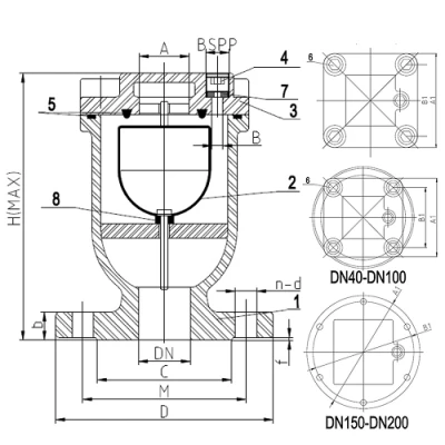 Воздухоотводчики автоматические (вантуз) ABRA-AV01F Ду40-200 Ру10/16 фланцевые, корпус - чугун GGG50