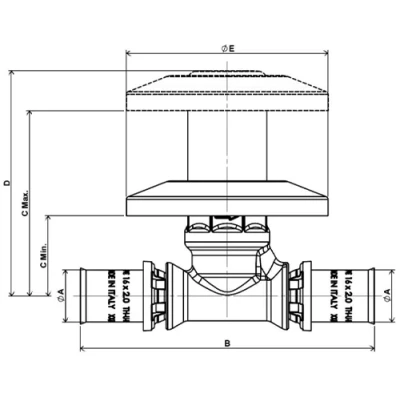 Вентиль APE APL600 Дн16х16 Ру10 с хромированной ручкой, латунный, присоединение - пресс для металлопластиковых труб