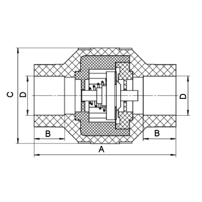 Клапан обратный пружинный AQUALINK Ду25 Ру25 с PP-RP корпусом