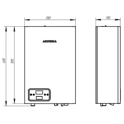 Котел электрический ARDERIA E12 настенный, одноконтурный, мощность - 12кВт, 380В, v3