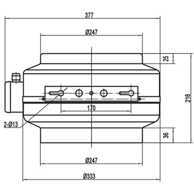 Вентилятор канальный BM VIKING 250 круглый, электропотребление - 190Вт, производительность - 1050м3/ч, корпус - сталь, IPX4
