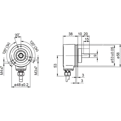 Энкодер инкрементальный Baumer EIL580P-SC10.5PF.00040.BP Ду58 выступающий вал - 10мм, материал корпуса - алюминий, разрешение - 40имп/об, напряжение - 4.75-30В, выход - TTL, IP65, тангенциальный кабель - 1м