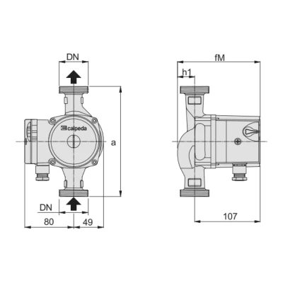 Насос циркуляционный Calpeda NC3 15-50/130 поверхностный, корпус - бронза, мощность - 0.038кВт, напор - 4.5м, производительность - 55л/мин, 220В