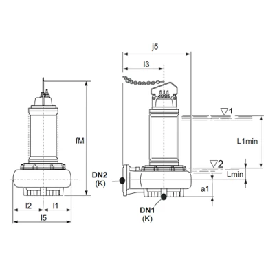 Насосы дренажные Calpeda GKC8 погружные, корпус - чугун, мощность - 21кВт, напор - 16.9м, производительность - 15000л/мин, 380В