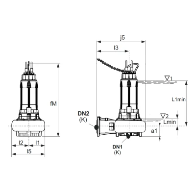 Насос дренажный Calpeda GKN4 200-100A-0260N погружной, корпус - чугун, мощность - 26кВт, напор - 18.1м, производительность - 15000л/мин, 380В