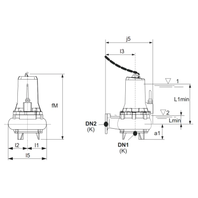 Насос дренажный Calpeda GKC4 80-75D-0021H погружной, корпус - чугун, мощность - 2.1кВт, напор - 10.2м, производительность - 1500л/мин, 380В