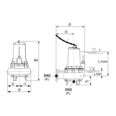 Насос дренажный Calpeda GKC2 65-40D-0020F погружной, корпус - чугун, мощность - 2кВт, напор - 18.1м, производительность - 950л/мин, 380В