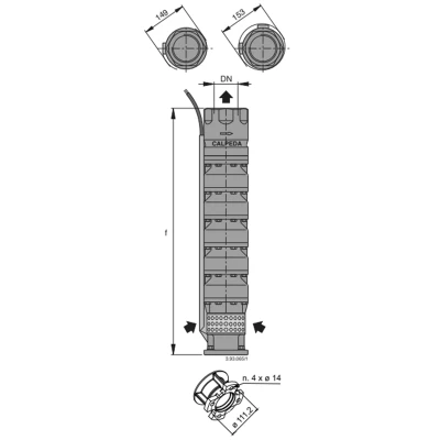 Насосы скважинные Calpeda 6SDS погружные, корпус - чугун, мощность 7500Вт, напор 78м, производительность 700л/мин, 380В