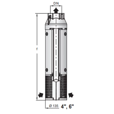 Насос скважинный Calpeda 6SDXL 46/34 погружной, корпус - нержавеющая сталь, мощность - 51000Вт, напор - 411м, производительность - 1000л/мин, 380В