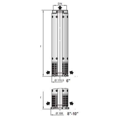 Насосы скважинные Calpeda 8SDXL 97 погружные, корпус - нержавеющая сталь, мощность 13000-110000Вт, напор 57.9-444м, производительность 2000л/мин, 380В