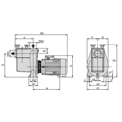 Насосы центробежные, самовсасывающие Calpeda BNMP поверхностные, корпус - бронза, мощность 7500Вт, напор 26.2м, производительность 2000л/мин, 380В