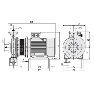 Насос центробежный, моноблочный Calpeda BNMS4 150/315B/B поверхностный, корпус - бронза, мощность - 30000Вт, напор - 25.3м, производительность - 9000л/мин, 380В