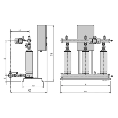 Насосная бустерная станция Calpeda BS3F 3MPSU 507, мощность - 4500Вт, напор - 40м, производительность - 279л/мин, 380В