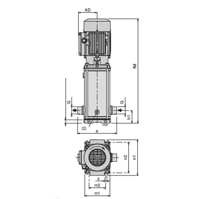 Насос многоступенчатый Calpeda MXV-BM 32-507 O поверхностный, корпус - нержавеющая сталь, мощность - 1500Вт, напор - 72.5м, производительность - 83л/мин, 220В