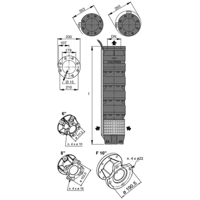 Насос скважинный Calpeda 10SDS 190/4 погружной, корпус - чугун, мощность - 92кВт, напор - 153м, производительность - 4167л/мин, 380В