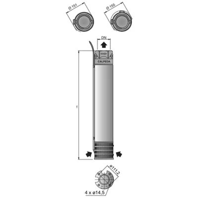 Насосы скважинные Calpeda 6SD 20 погружные, корпус - нержавеющая сталь, мощность - 5.5-30кВт, напор - 31-202м, производительность - 950л/мин, 380В
