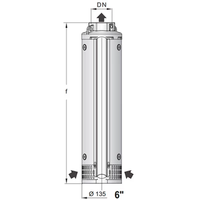 Насос скважинный Calpeda 6SDXL 18/26 погружной, корпус - нержавеющая сталь, мощность - 18.5кВт, напор - 288м, производительность - 450л/мин, 380В