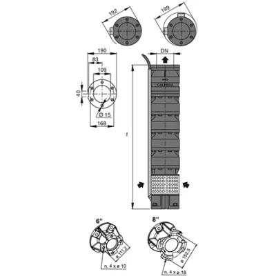 Насос скважинный Calpeda 8SDS 100/14 погружной, корпус - чугун, мощность - 92кВт, напор - 301м, производительность - 2083л/мин, 380В