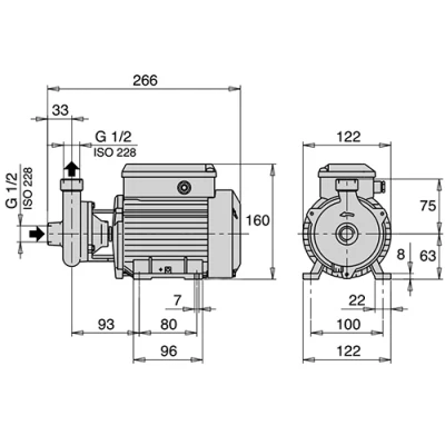 Насосы центробежные, моноблочные Calpeda B-C 16 поверхностные, корпус - бронза, мощность - 0.15кВт, напор - 5м, производительность - 40л/мин, 380В